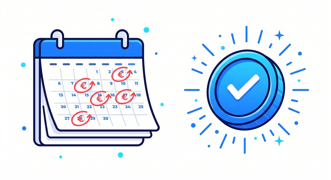 A repeating monthly subscription versus a single one-time payment